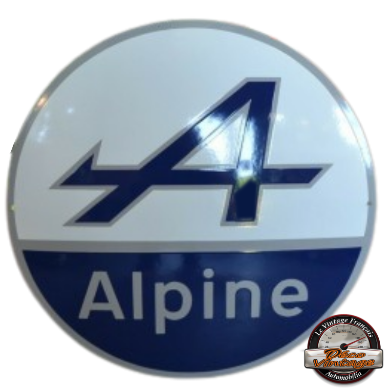 plaque émaillée logo alpine ronde 50cm