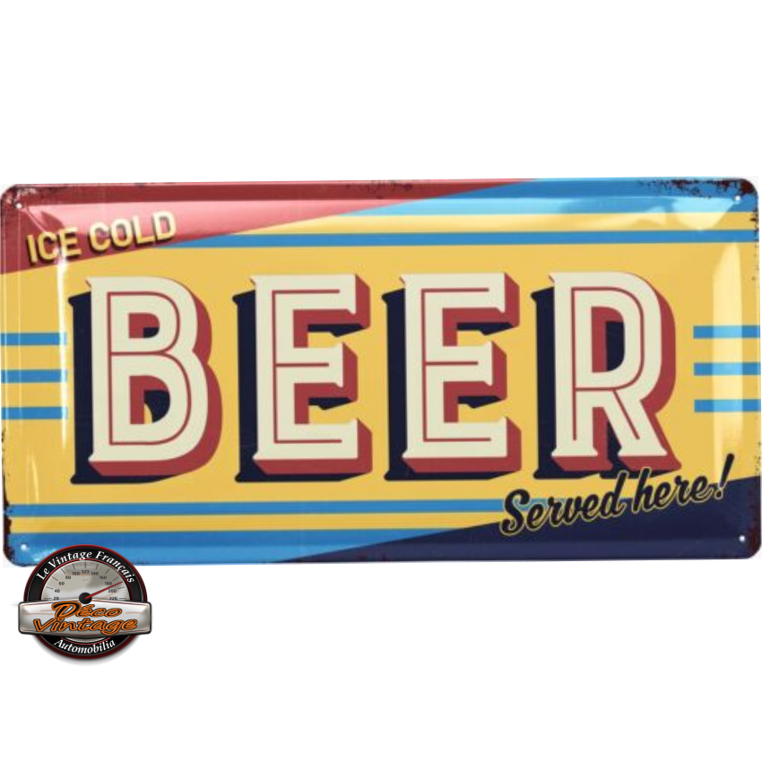 plaque 34x17 ice cold beer served here en relief