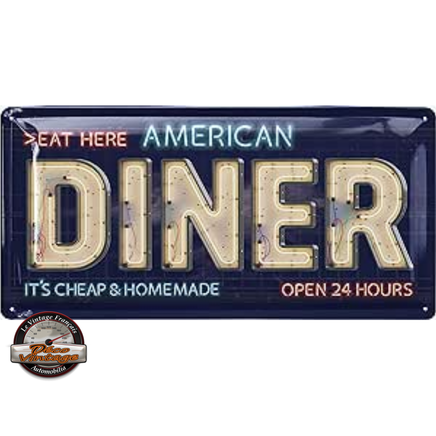 plaque 34x17 american diner en relief