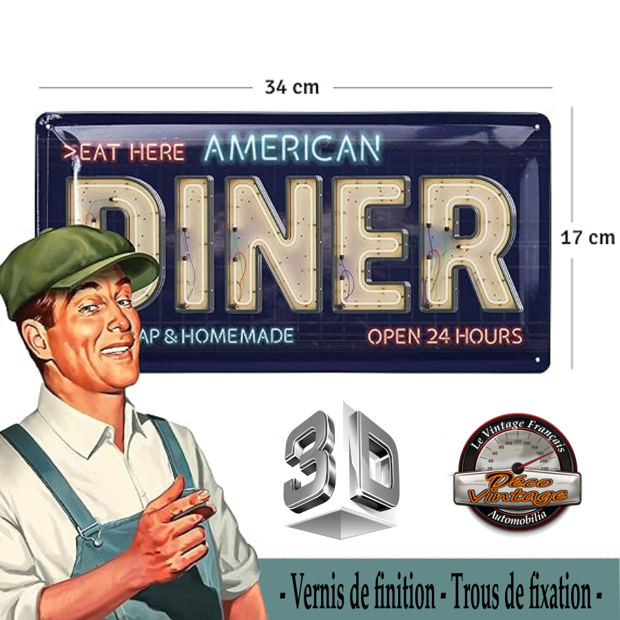 Plaque Murale Vintage Station-service Américaine - Style Rétro Garage - Rouge/noir