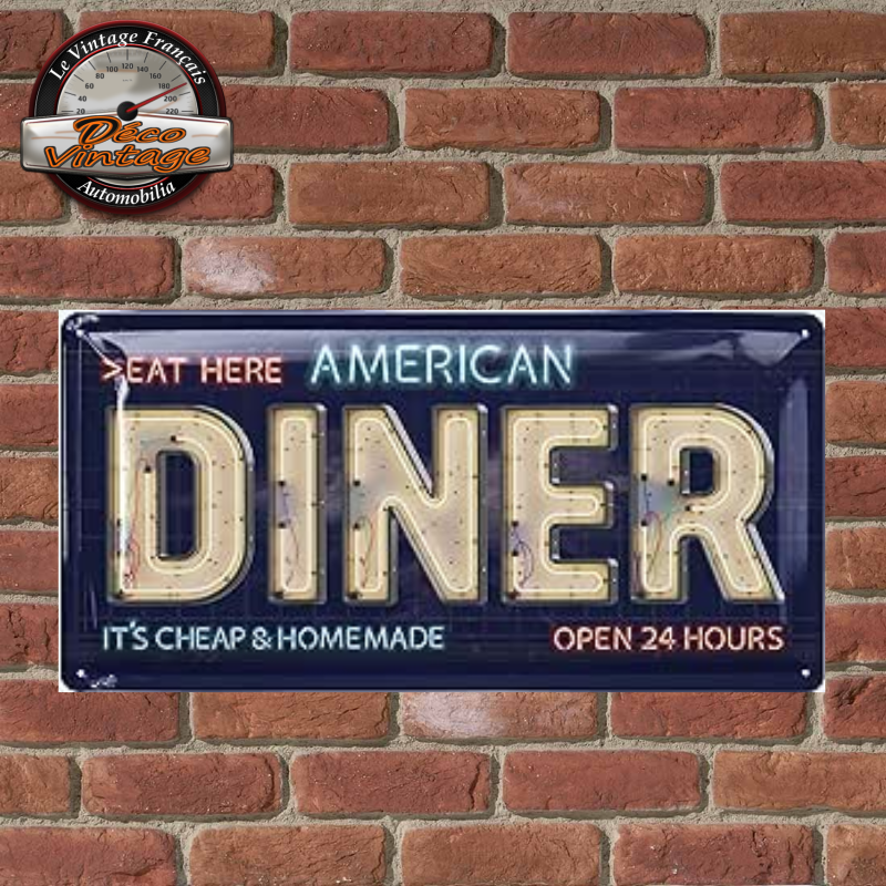 plaque métal american diner rétro 34x17 cm