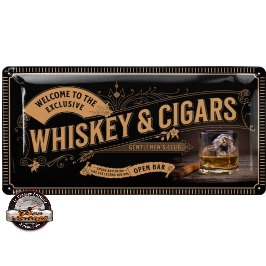 plaque 34x17 whiskey &amp; cigars en relief