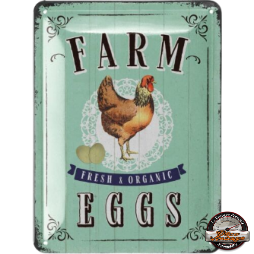 plaque 15x20 farm fresh eggs en relief