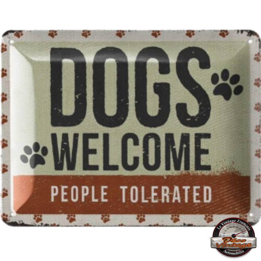 plaque 15x20 dogs welcome en relief