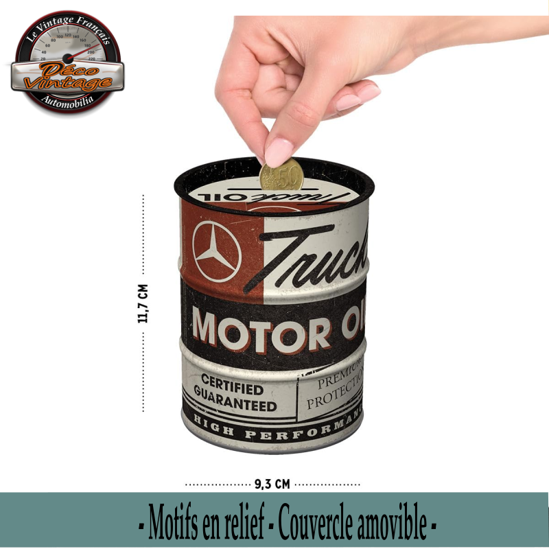 tirelire baril métal mercedes trucks
