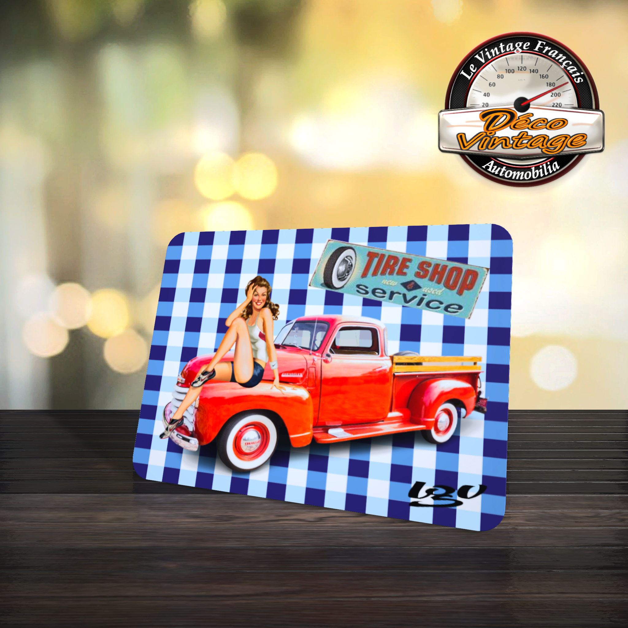 tapis de souris vichy rétro pin-up