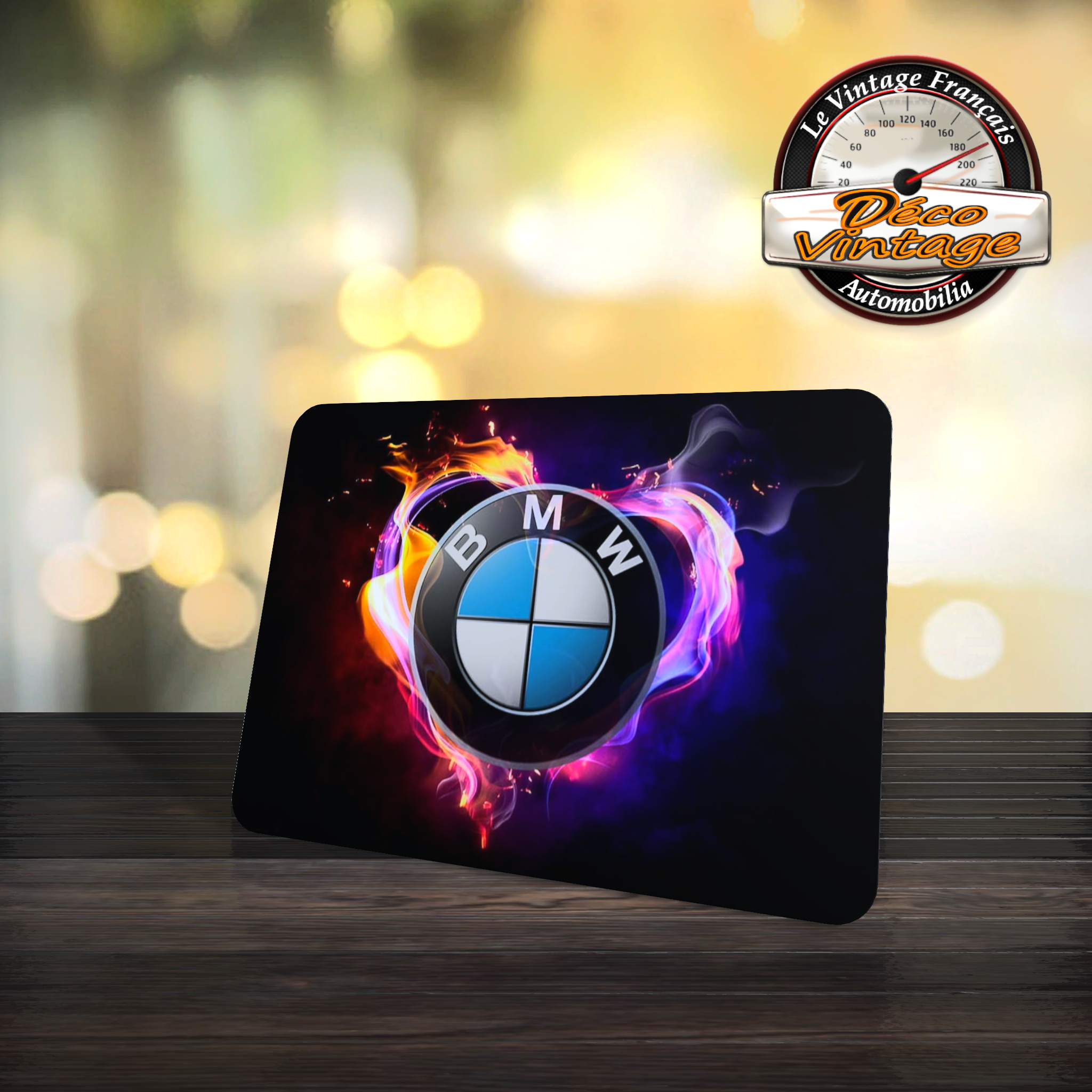 tapis de souris bmw logo flammes