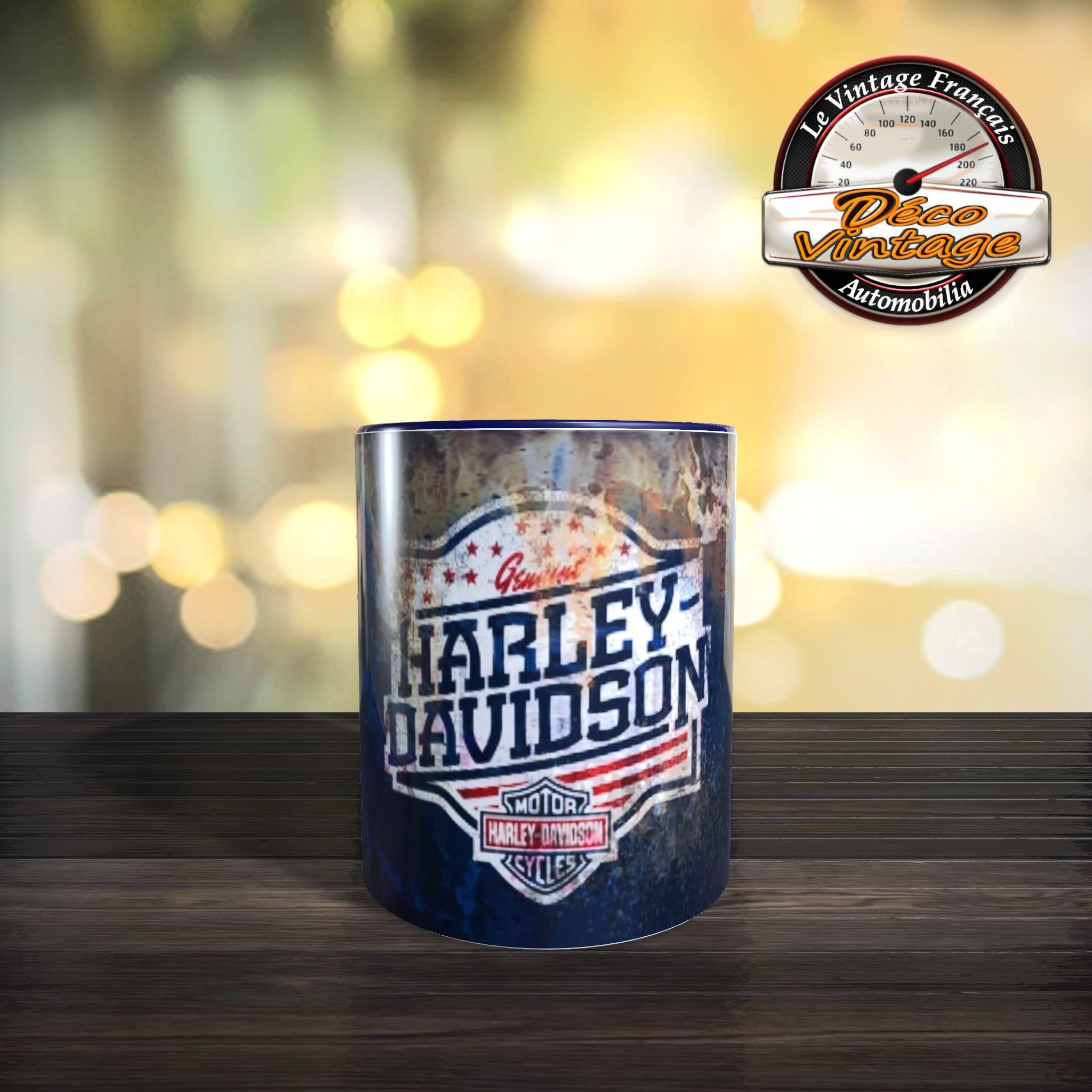 mug harley bleu logo