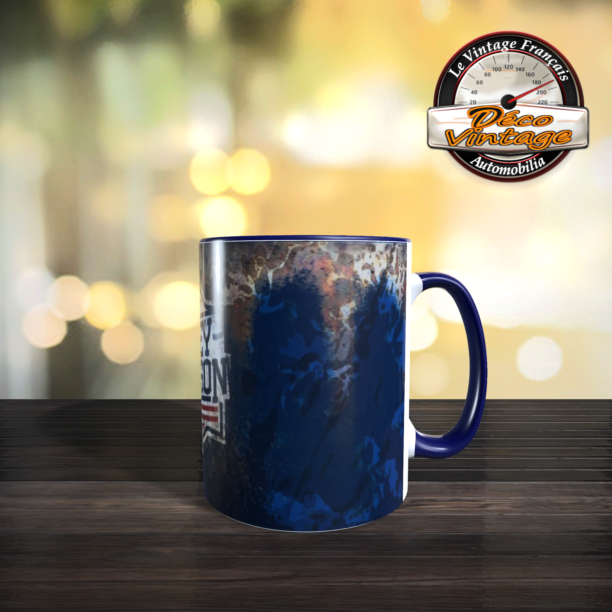 mug harley bleu rétro