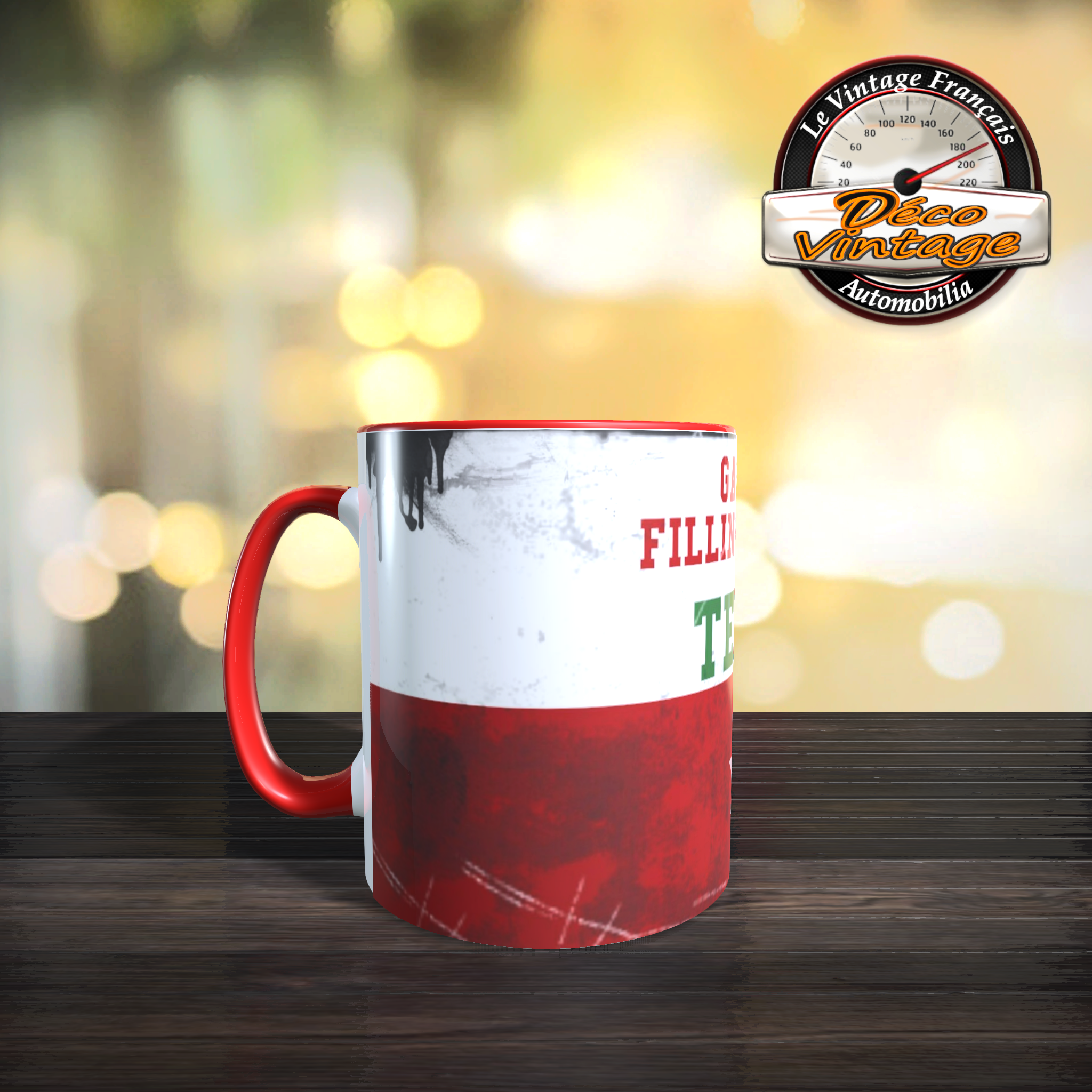 Mug texaco logo rouge blanc rétro
