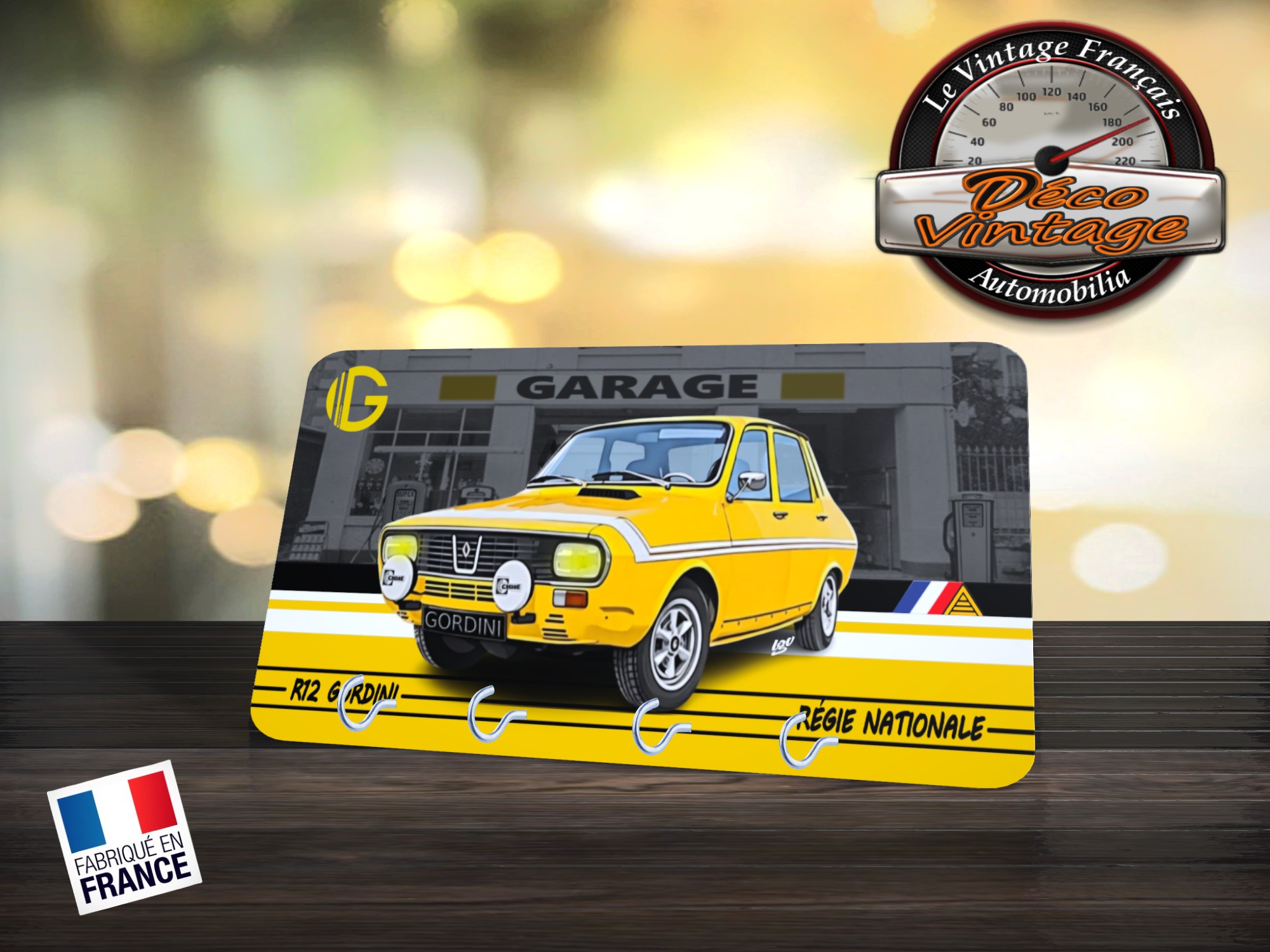 accroche-clés mural R12 Gordini jaune