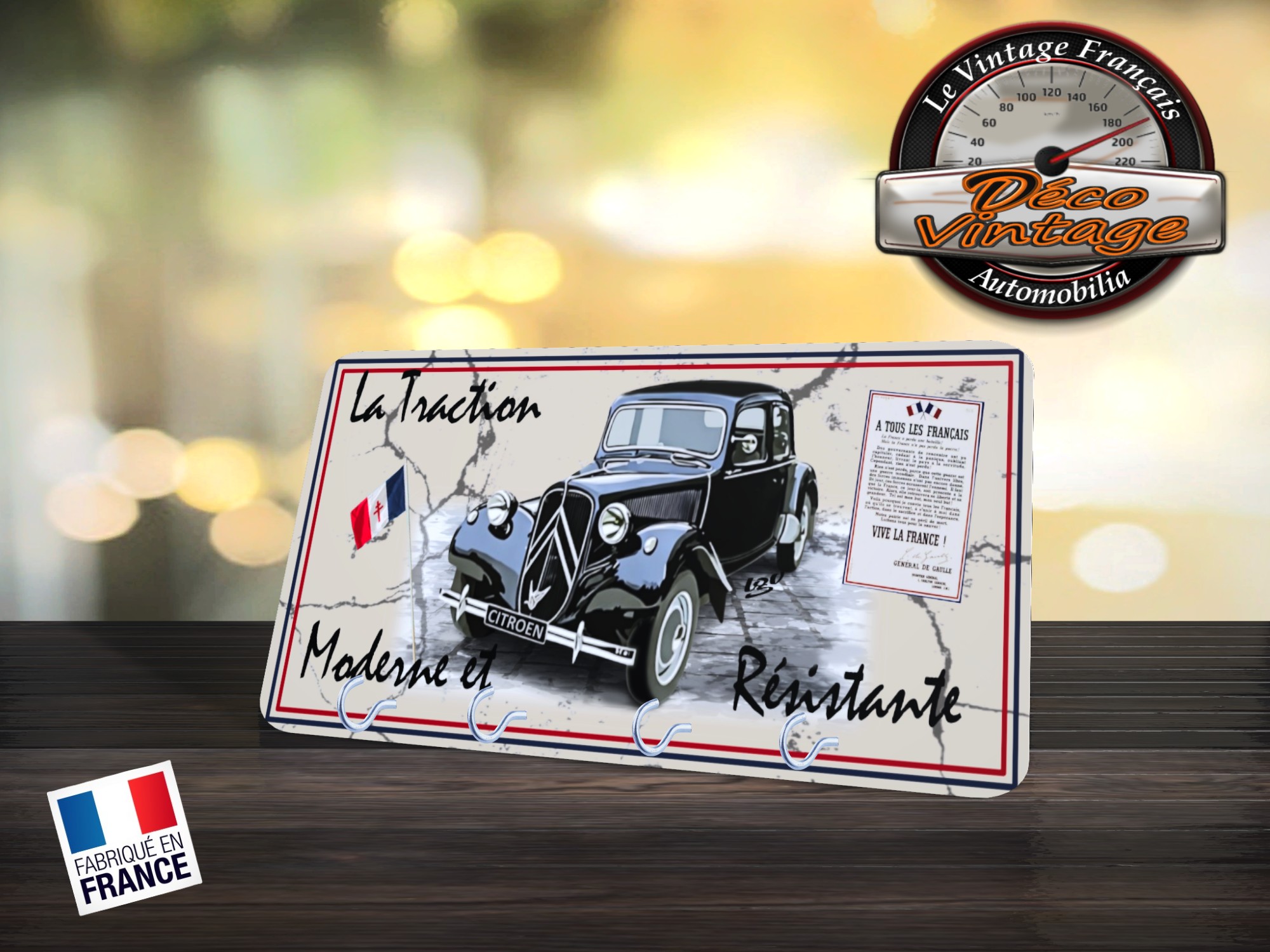 accroche-clés mural citroen traction rétro