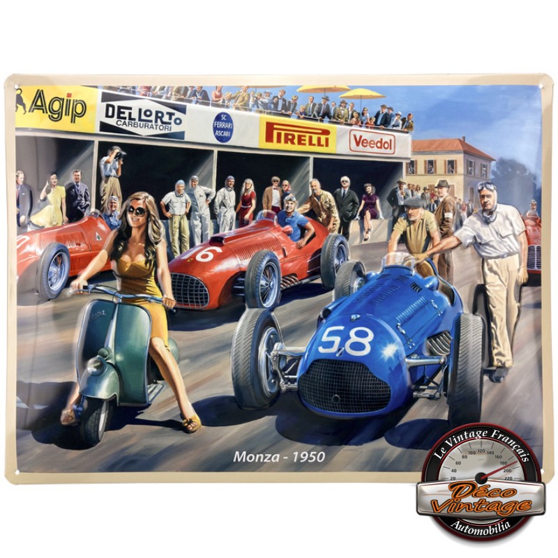 plaque métal circuit de Monza 1950 rétro 30x40