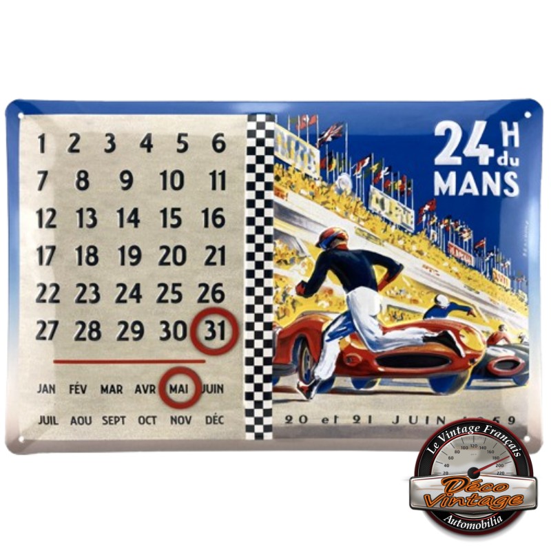 plaque métal calendrier perpétuel 24h du Mans 1959
