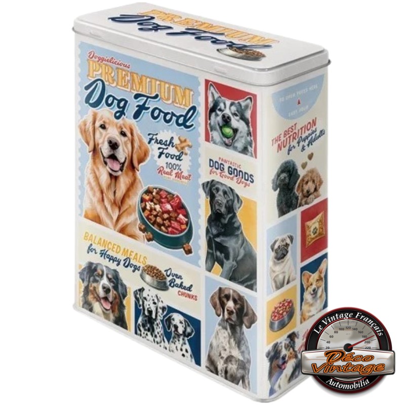 boite rangement croquettes chien rétro