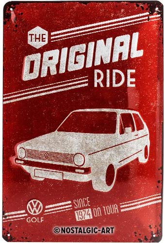 plaque métal vintage vw golf collection émaillée