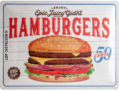 plaque murale métal émaillée burger fast food collection rétro