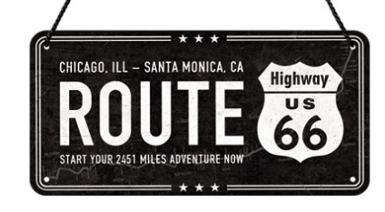 plaque métal route 66 à suspendre