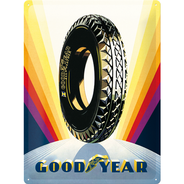 plaque métal goodyear rainbow pneus