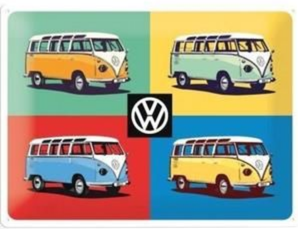 plaque vw combi multicolore