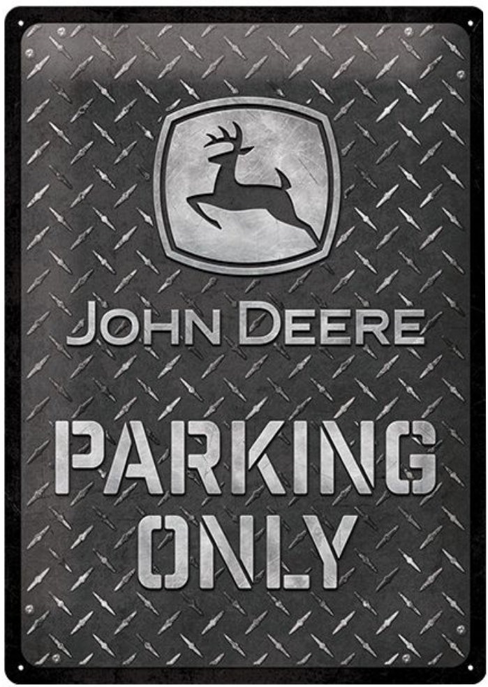 plaque métal john deere parking only garage