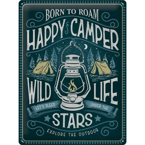 plaque métal happy camper