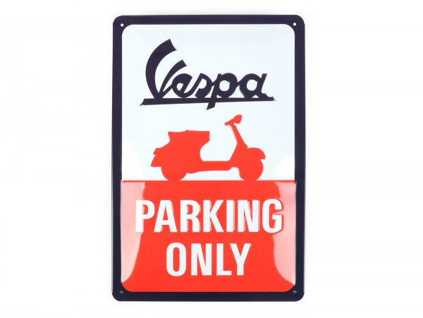plaque métal rétro vespa parking vintage émaillée