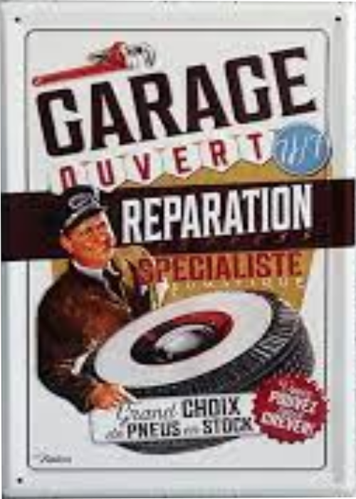 Plaque en Métal Vintage Garage Rétro