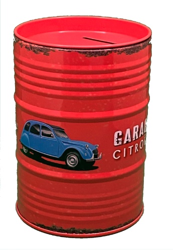 tirelire fût citroen garage métal