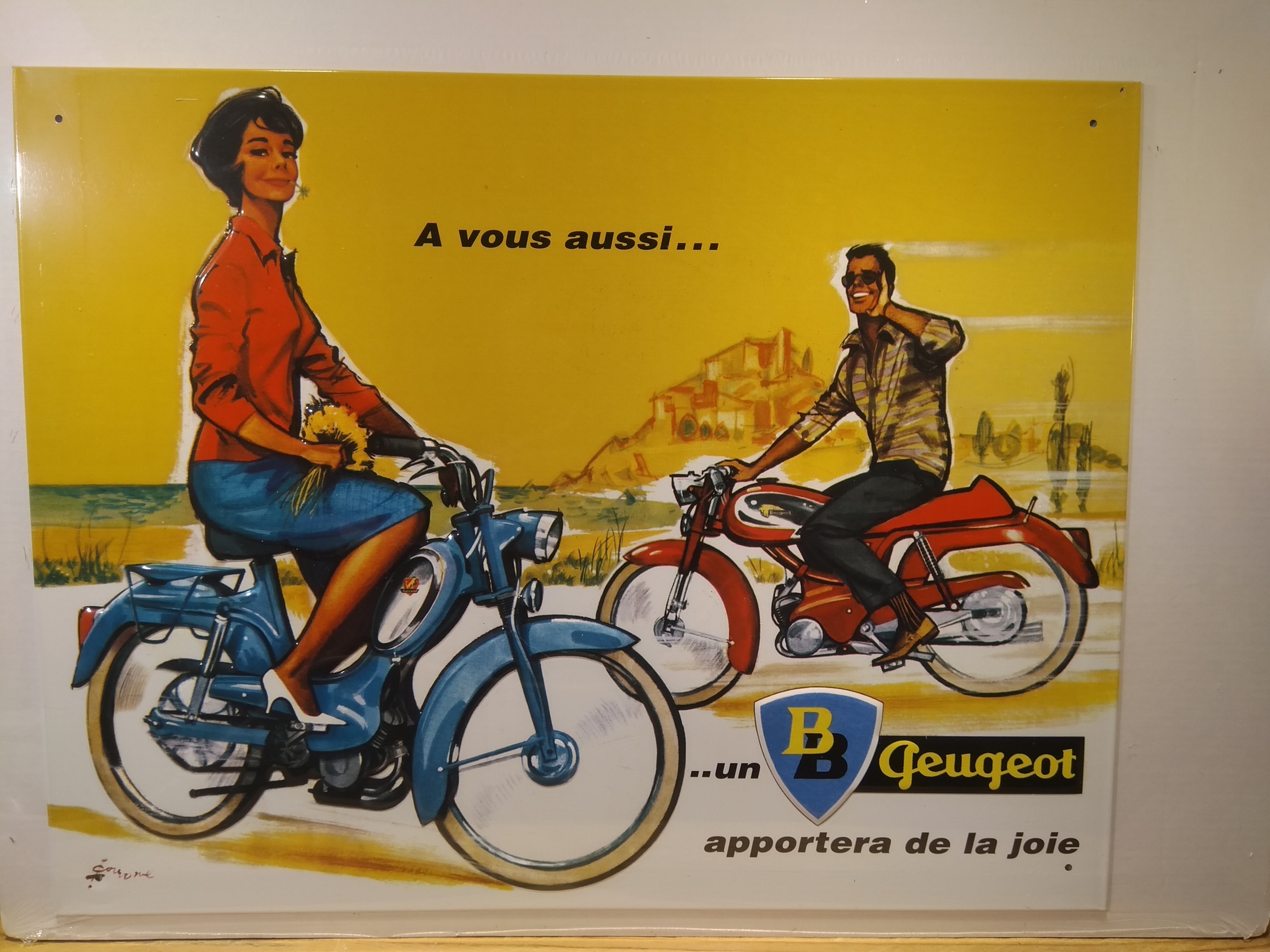 plaque métal publicitaire bb peugeot rétro vintage