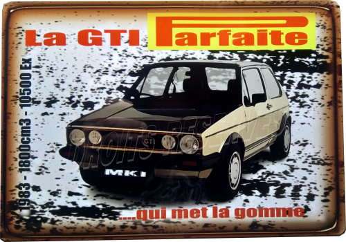 plaque métal golf gti pirelli mk1