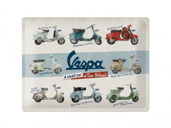 plaque publicitaire vespa models chart retro