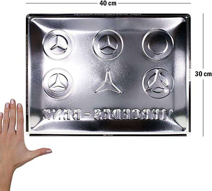 plaque métal mercedes logos rétro