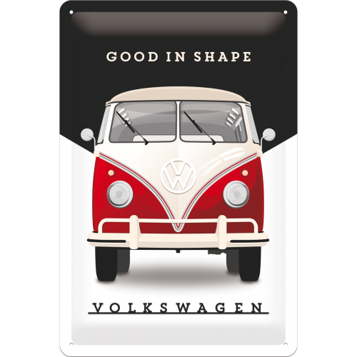 plaque volkswagen combi rouge 20x30
