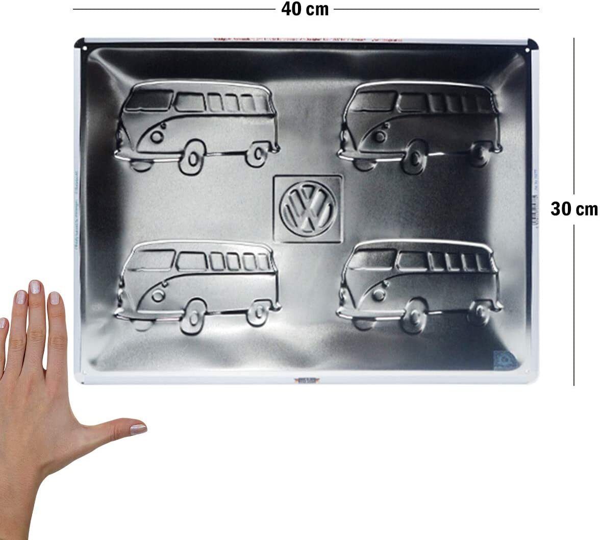 plaque vintage pop-art combi volkswagen 30x40