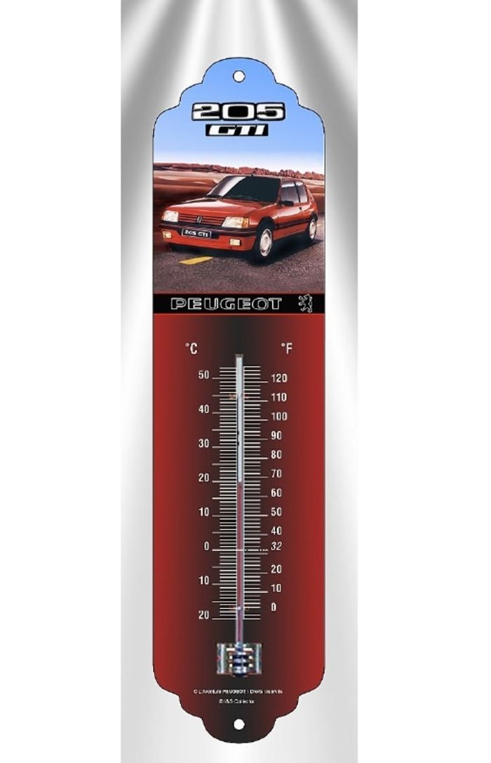 thermometre-peugeot-205-gti-rouge-métal-vintage-youngtimer