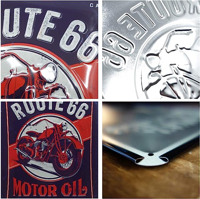 plaque émaillée route 66 moto motor oil