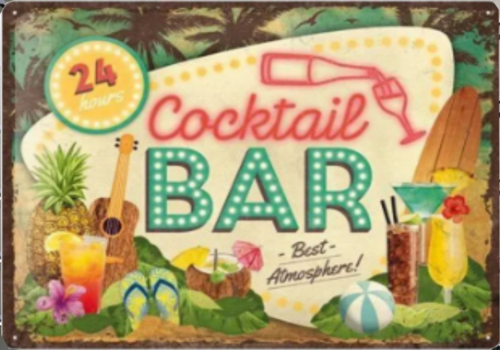 plaque tôle cocktail bar