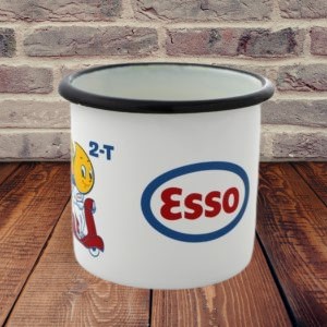 tasse émaillée esso scooter gouttes rétro