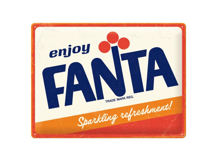 plaque métal logo fanta en relief