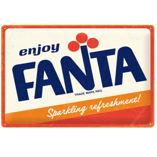 plaque métal logo fanta en relief