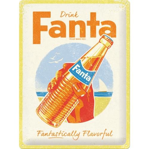 plaque fanta bouteille plage vintage