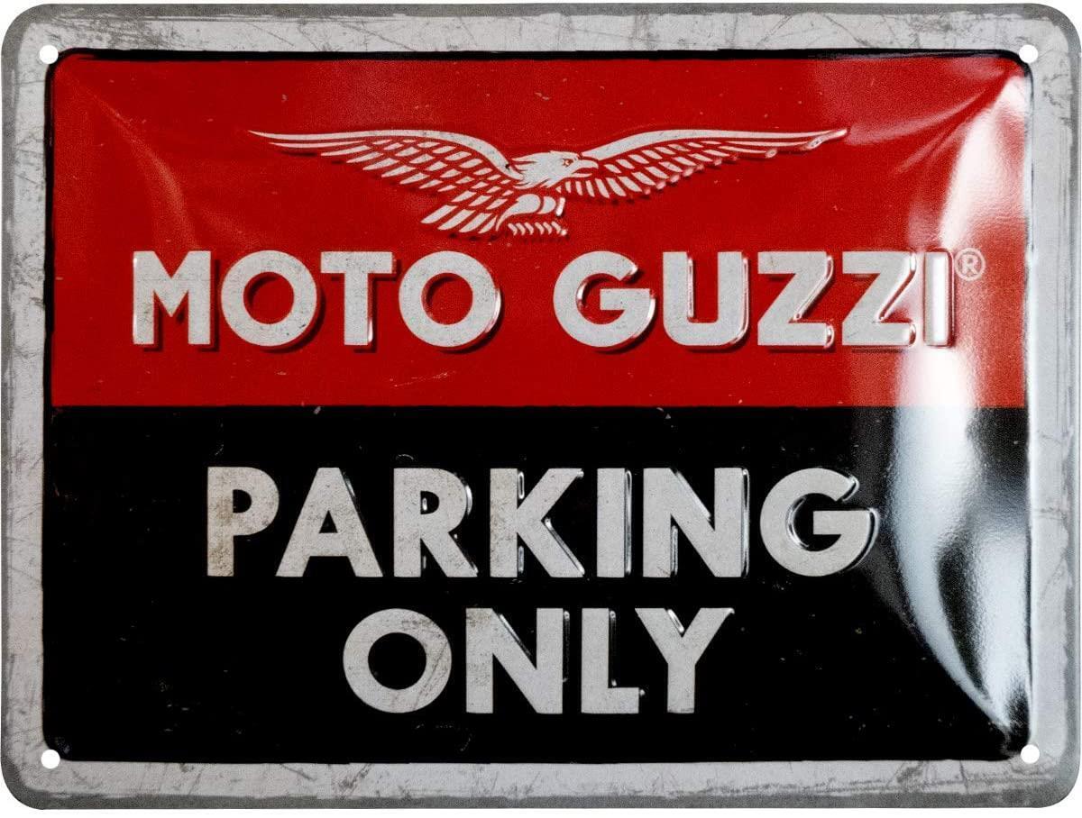 plaque émaillée moto guzzi parking only rétro