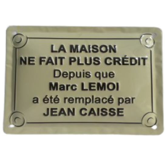 plaque rétro plus de crédit bistrot