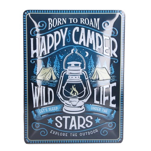 plaque métal vintage happy camper 30x40