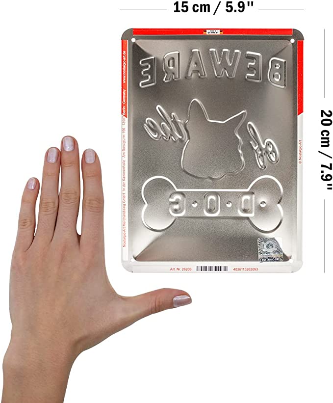 plaque tôle beware the dog vintage