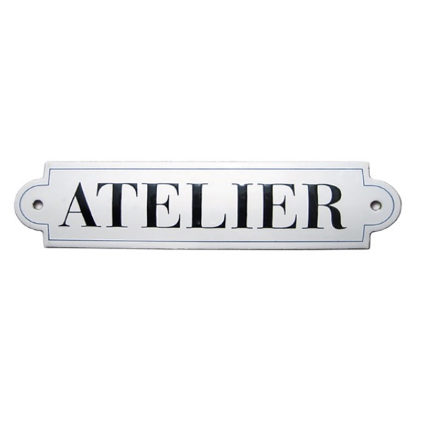plaque de porte émaillée atelier rétro