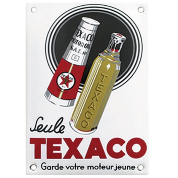 plaque émaillée huile texaco vintage