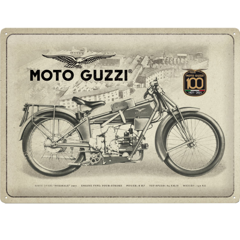 plaque métal vintage cent ans moto guzzi