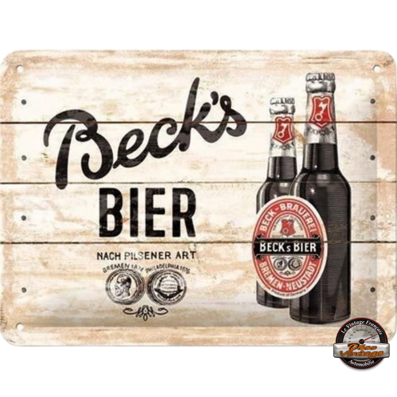 plaque émaillée bière becks vintage